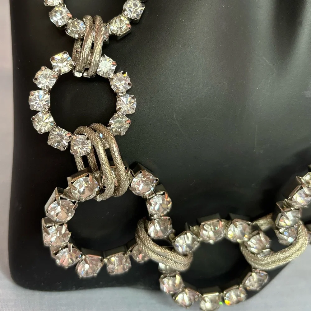 Unique Rhinestone Statement Necklace with Graduated Rhinestone Circles - Picture 6 of 14